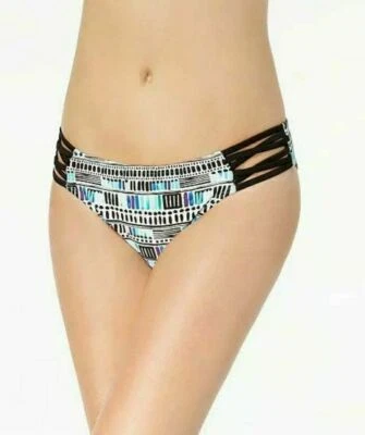 California Waves Junior X-Small Black Geometric Bikini Swimsuit Bottoms NWOT XS - Image 1 of 4