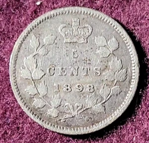 1898 Canada 5 cent silver  - Solid FINE stk#K962 - Picture 1 of 3