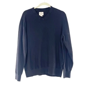 St. Johns Bay Black V-Neck Long Sleeve Sweater Mens L Cotton Grandpa Coastal a - Picture 1 of 12