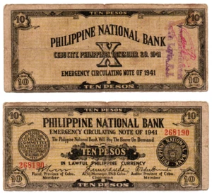 1941 Philippines Province Of CEBU 10P Emergency S217 C/S Merida, Leyte in 1942 - Picture 1 of 5