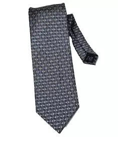 Jos A. Cravatta Bank Executive Collection in seta geometrica blu e grigia 58" x 3,25" - Foto 1 di 6