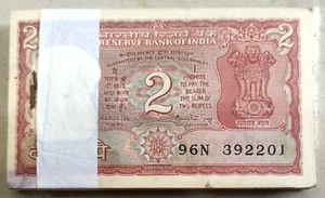 REPUBLIC INDIA 2 RUPEE 100 PC FULL BUNDLE BANK NOTE SIGN BY MANMOHAN SINGH UNC - Picture 1 of 3