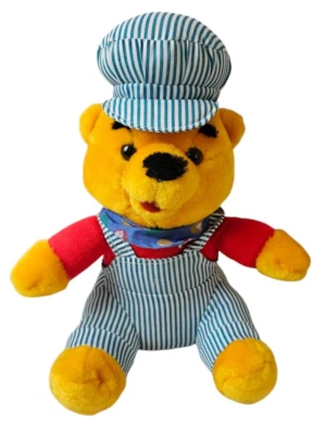 Pooh Toy Bear Train Conductor Plush Snuggle Stuffed Animal DGE Corp 11” 1999 Vtg - Image 1 of 4