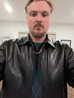 Large Joseph A Bank Bomber Leather Jacket Black - Image 1 of 4