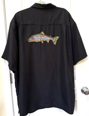 Hook & Tackle Men’s Black Short Sleeves 2XL Shirt Embroidery Trout Fly Fishing - Image 1 of 4