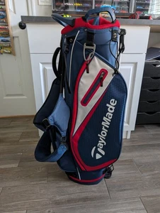 TaylorMade FlexTech Golf Stand Bag 7 Way 5 Pocket Red/White/Blue with Rain Cover - Picture 1 of 6