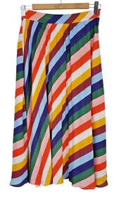 Forever 21 Pleated Striped Rainbow Maxi Skirt Size M - Picture 1 of 6