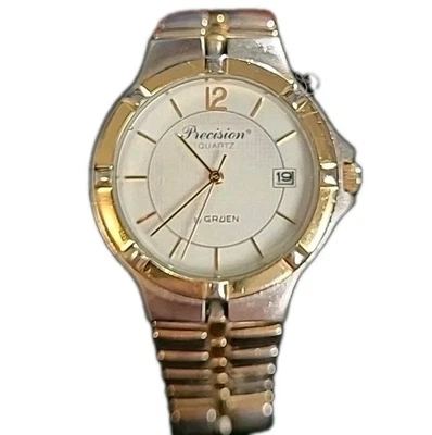 De colección Gruen Precision GP5010 Japón Tono Plata/Dorado Fecha Batería Nueva Funciona  Foto 1 de 4