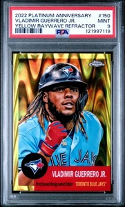 2022 TOPPS PLATINUM ANNIVERSARY VLADIMIR GUERRERO JR. YELLOW RAYWAVE /250 PSA 9 - Picture 1 of 2