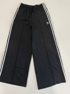 Adidas Womens M Striped Wide Leg Sweatpants Pants Black NWOT - Picture 1 of 5