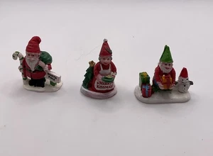 Lemax Set Of 3 Christmas Garden Gnomes , Set #04739 Xmas Village Accessories - Picture 1 of 13