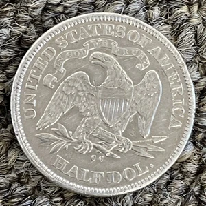 1876-CC Seated Liberty Half Dollar – AU Details, Cleaned, Obverse Mount Marks - Picture 1 of 3