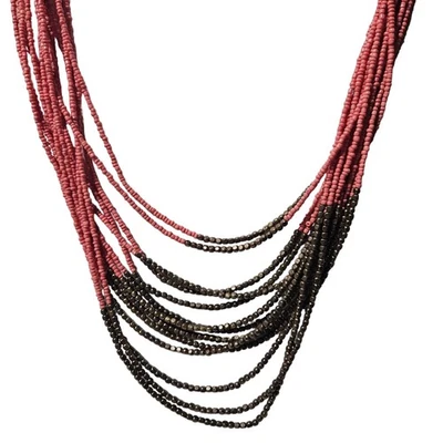 Elegante Collar Coral Bronce Semilla Cuentas Distintivo Multi Hilo Joyería de Moda Foto 1 de 4