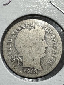 Moneda de diez centavos de barbero de la década de 1913, fecha mucho mejor, envío 99c - Imagen 1 de 2