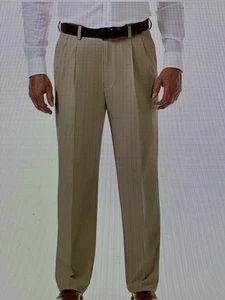 Haggar Cool 18 PRO Men's Wrinkle-Free Expandable Waist Khaki Pants 36W x 32L NEW - Picture 1 of 12