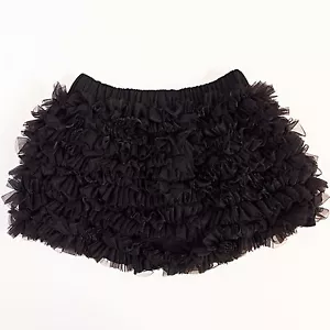 Tulle Tutu Ruffled Bloomer Shorts Girls/Kids/Teen Cover Panty Skort BLACK SOLID - Picture 1 of 7