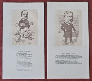Cartography cartoon Maps Caricatures Famous Americans c. 1905 Lot x 2 prints - Picture 1 of 5