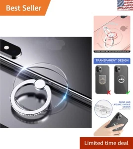 Elegante anello telefono trasparente con accenti strass e compatibilità universale - Foto 1 di 8