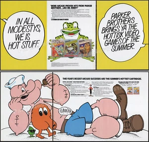 POPEYE_/_Q*BERT__Orig. 1983 Trade AD insert / poster__Atari 2600_VIC 20__FROGGER - Picture 1 of 3