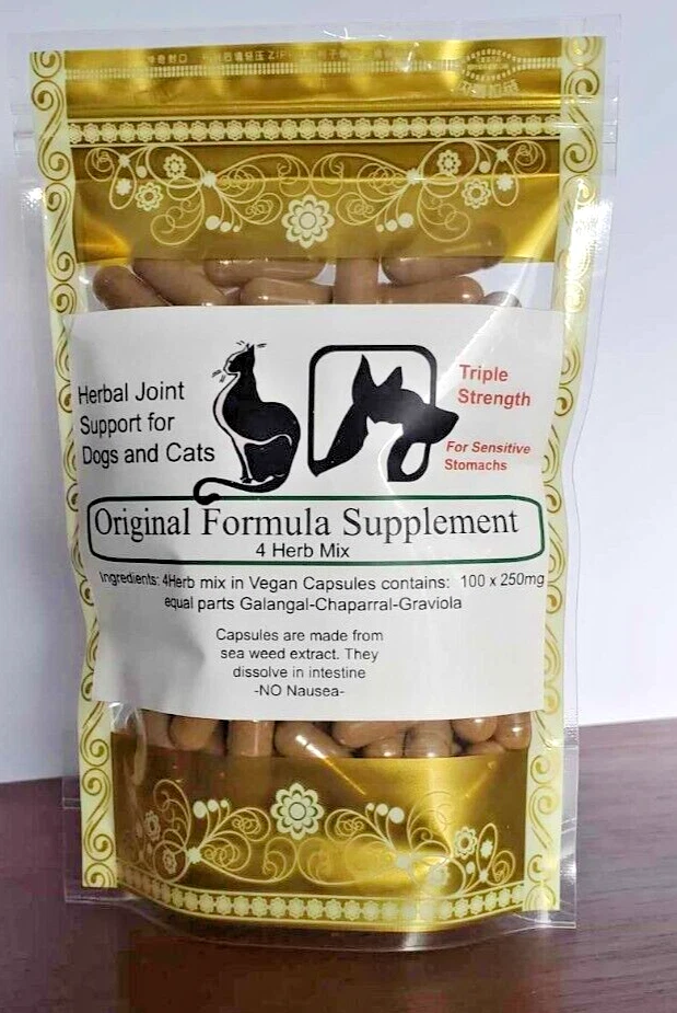 Mezcla de 4 hierbas Galangal Graviola Chaparral y B/Raíz -100 x250mg -Caballos-Perros-Gato Foto 1 de 3