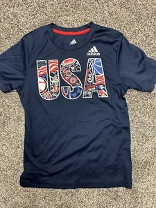 Adidas Little Boys  Athletic Short Sleeve T-Shirt Navy Size 7 X USA - Picture 1 of 6