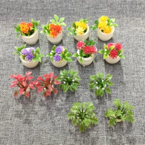 Assorted Dollhouse Plant Min Bonsai Potted Plant Flower Fake Greenery Model 14PC - Picture 1 of 10