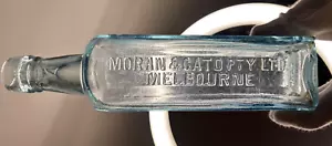 Antique Aqua Green Glass Moran & Cato Bottle 22cm Australian Coffee Chicory - Bild 1 von 11
