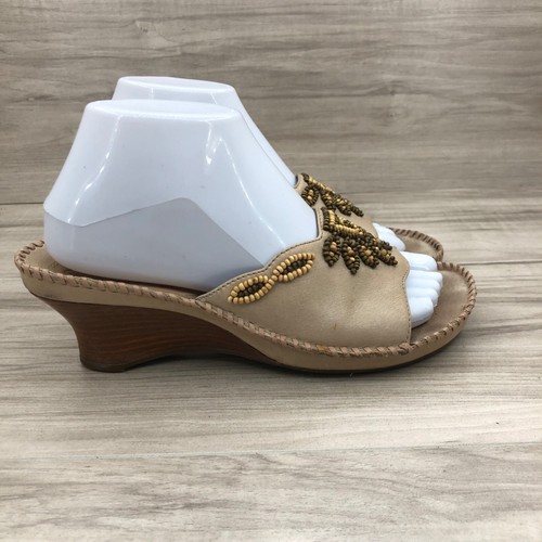 Clarks Sandali Donna 7 5 Marrone Nudo Pelle Scarpa con Zeppa