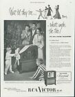1950 RCA Victor Television TV cadeau de Noël arc famille vintage imprimé publicité SP7