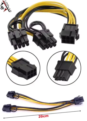 Adapter 6 Pin Buchse auf 2x 8 Pin (6+2) Stecker PCI-E Grafikkarte Stromkabel - Bild 1 von 4