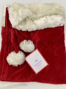 Pottery Barn Kids Cotton Velvet Santa Holiday Gift Bag Red XL #R72 - Picture 1 of 3
