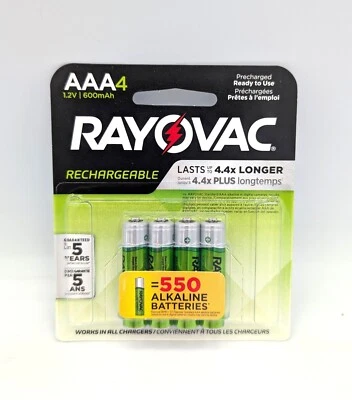 Rayovac Rechargeable 600mAh NiMH AAA Batteries 4 Pack - Image 1 of 2