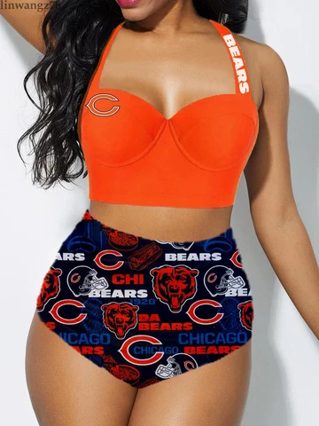 Chicago Bears Swimsuit High Waist Bikini Set Swimwear Bathing Wear Beachwear New Cover