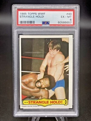 1985 Topps WWF Strangle Hold! #40 (Roddy Piper / JYD) * PSA 6 EX-MT * - Image 1 of 2