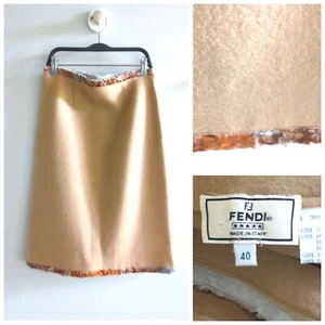 AUTÉNTICA FALDA MIDI LÁPIZ FENDI 100% LANA EN CAMEL Talla-40 $1050 - Imagen 1 de 11