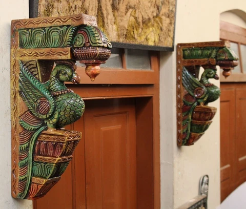 Wall Hanging Bracket Peacock Sculpture Corbel Pair Wooden Bird Statue Home Decor Cover