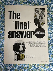 Vintage 1970 Cliff’s Notes Print Ad The Final Answer - Picture 1 of 7