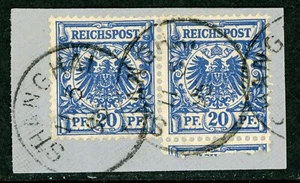 China 1895 Alemania 20pf Ultramarino Michel V48a (Sc #49) Par VFU E928 - Imagen 1 de 2
