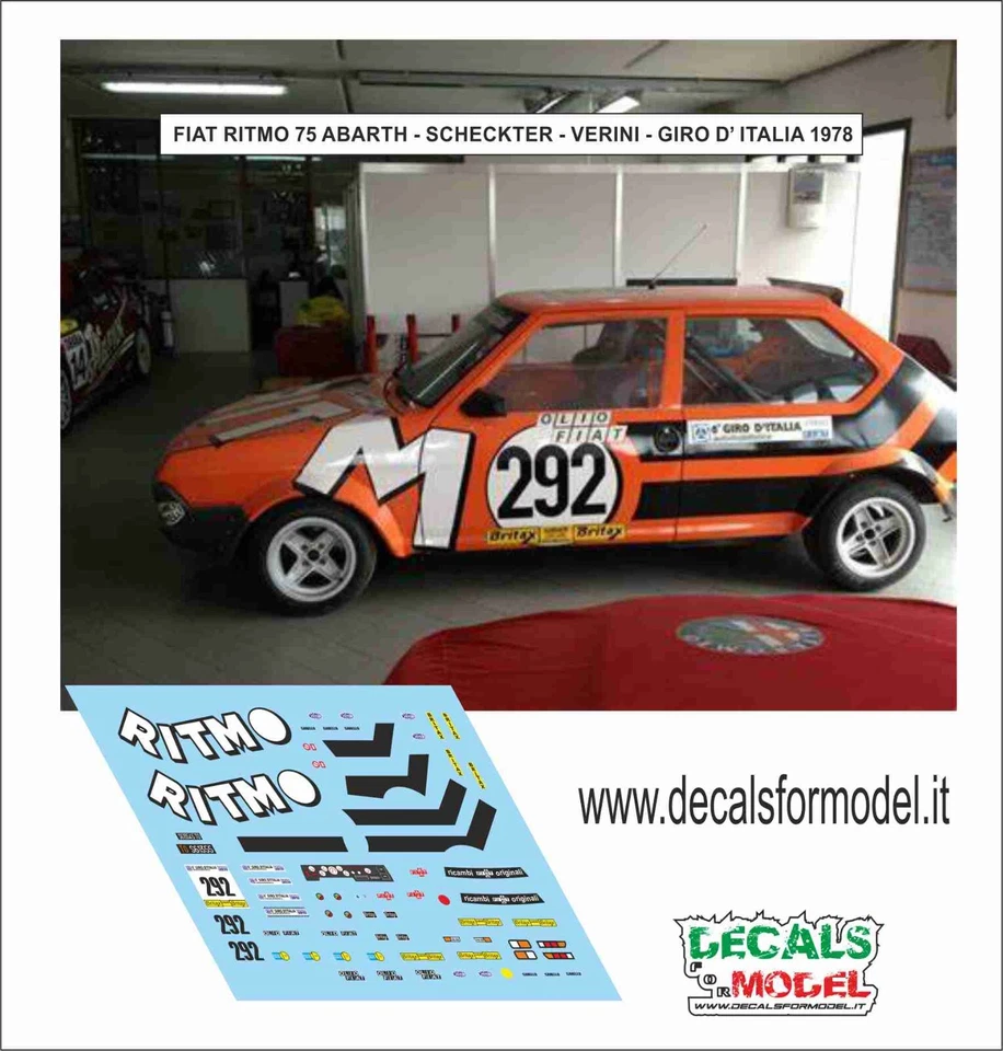 DECALS 1:43 FIAT RITMO 75 ABARTH SCHECKTER  VERINI GIRO D ITALIA 1978 - Immagine 1 di 1