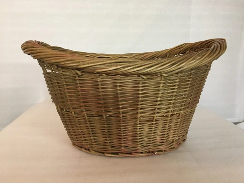 Vintage Brown Wicker- Laundry Basket-w/handles- 23 1/2" length, 19" wide Cover