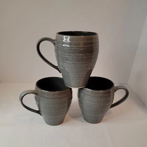 3 Mikasa Swirl Speckle Ombre Graphite 18 oz Mugs - Soft Embossed (Ribbed) Rings - Picture 1 of 3