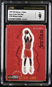 1997 Collector's Choice MICHAEL JORDAN Basketball STICK-UMS CSG Mint 9 #S30 HOF - Picture 1 of 2