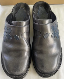 Clarks Lotus Navy Blue Slip On Heeled Mule Clog Womens 8M Comfort Casual W Box - Picture 1 of 9