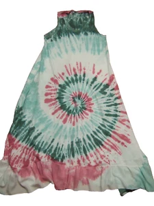Sommer Strand Maxi Kleid für Gr. 40-42 Jersey weiß-grün rosa - Bild 1 von 2