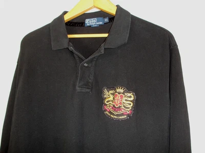 Polo Ralph Lauren Black Long Sleeve Polo Shirt XL Large Logo - Image 1 of 4