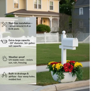 24" Mailbox Planter Box Wrap Around Post Flower Pot Outdoor Garden Decor 4x4 6x6 - Picture 1 of 18