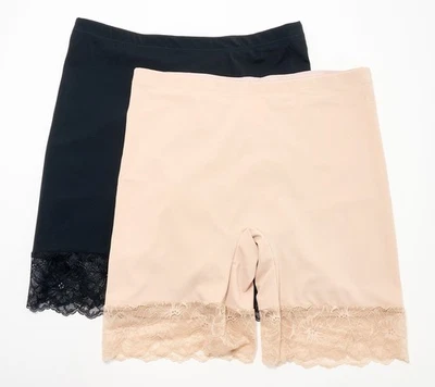 Short modelador feminino Breezies tamanho XL com acabamento de renda bege/castanho A678634 - Imagem 1 de 4