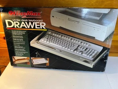 NEW Antique Vintage Computing 1990s 90s OfficeMax Under Desk Keyboard Drawer NOS - Image 1 of 4