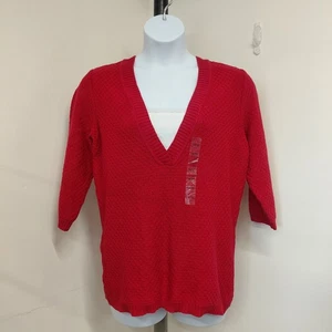 Suéter Lane Bryant Para Mujer Talla 14/16W Rojo Pullover Manga Larga Algodón Cuello en V... - Imagen 1 de 17