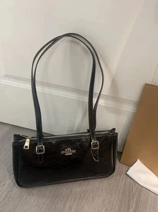 CBJ05 Coach Black Asher Shoulder Bag Leather Outlet Products NWT - Picture 1 of 8